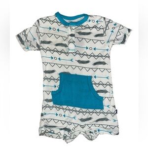Kickee Pants Blue and White Baby Romper